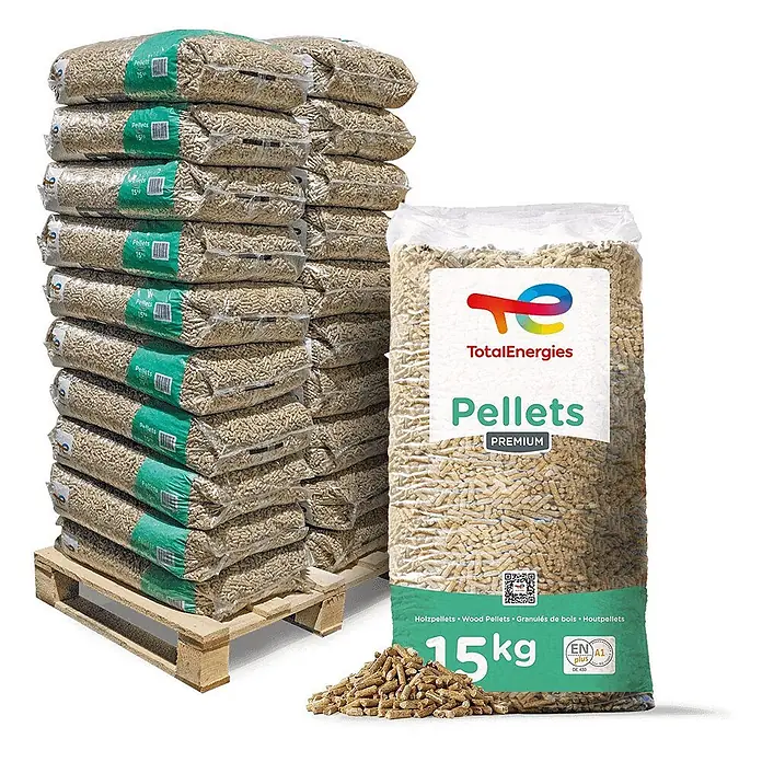 Total Energies Granulés de bois résineux, 65 sacs de 15 kg, palette de 975 kg