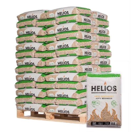 Granulés de bois HELIOS 6 mm – palette de 65 sacs de 15 kg